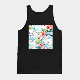 Watercolor floral river pattern Tank Top